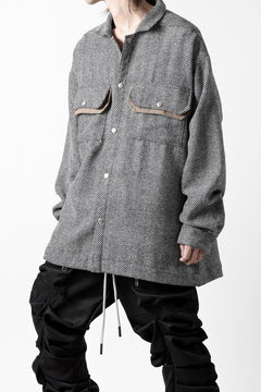 画像をギャラリービューアに読み込む, A.F ARTEFACT TWEED COVERALL SHIRT (BLACK x WHITE)