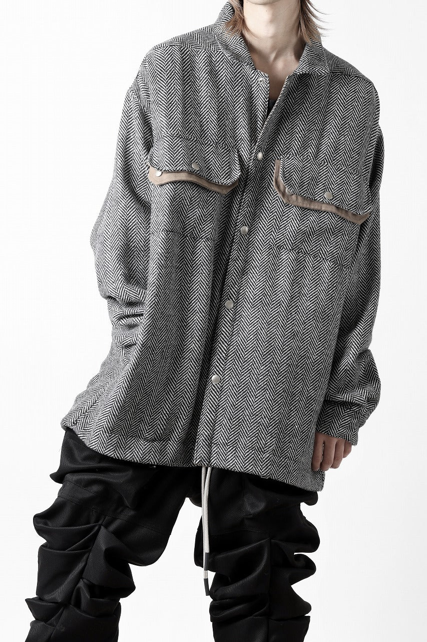 A.F ARTEFACT TWEED COVERALL SHIRT (BLACK x WHITE)