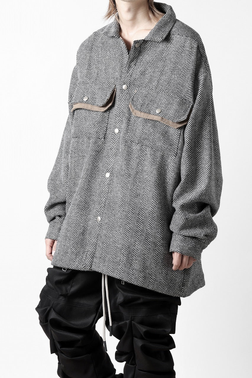 画像をギャラリービューアに読み込む, A.F ARTEFACT TWEED COVERALL SHIRT (BLACK x WHITE)