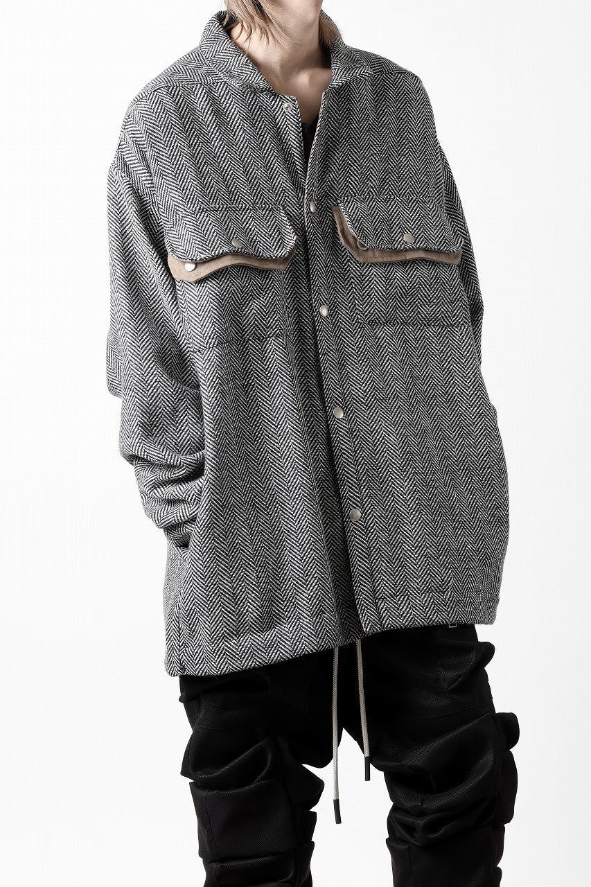 画像をギャラリービューアに読み込む, A.F ARTEFACT TWEED COVERALL SHIRT (BLACK x WHITE)