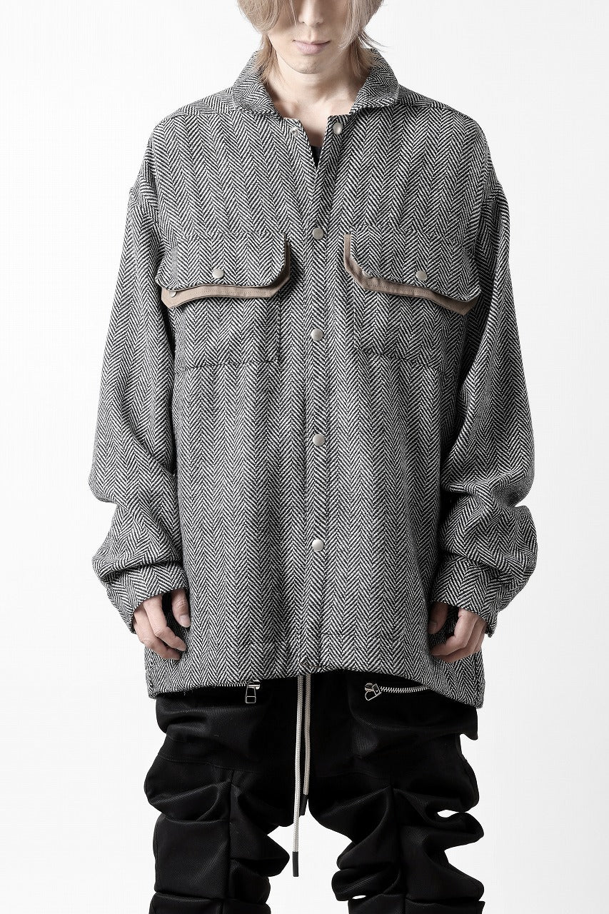 画像をギャラリービューアに読み込む, A.F ARTEFACT TWEED COVERALL SHIRT (BLACK x WHITE)