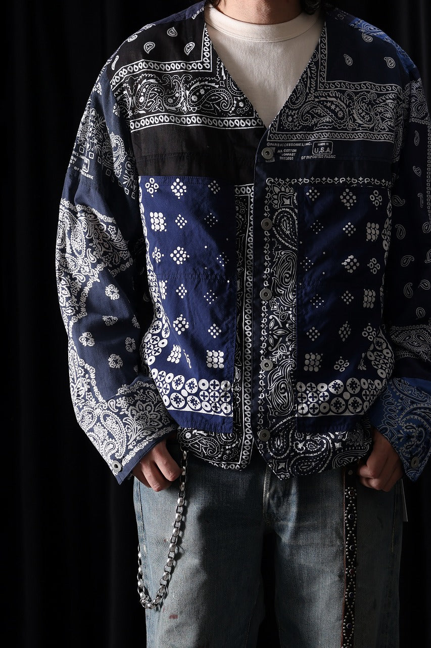画像をギャラリービューアに読み込む, CHANGES REMAKE VINTAGE BANDANA ENGINNER JACKET (BLACK / NAVY)