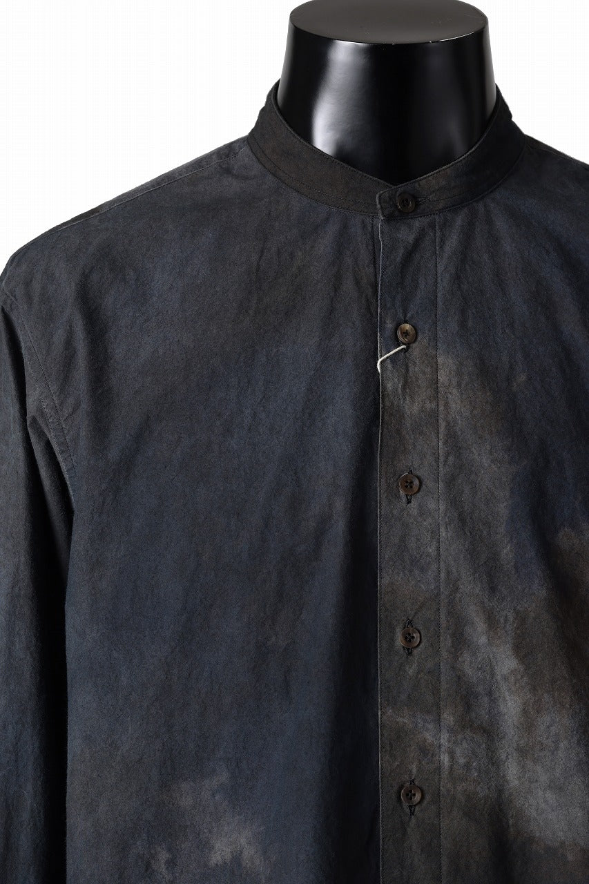 画像をギャラリービューアに読み込む, COLINA GRANPA SHIRT / DARK DYED POPLIN (BLACK MIST)