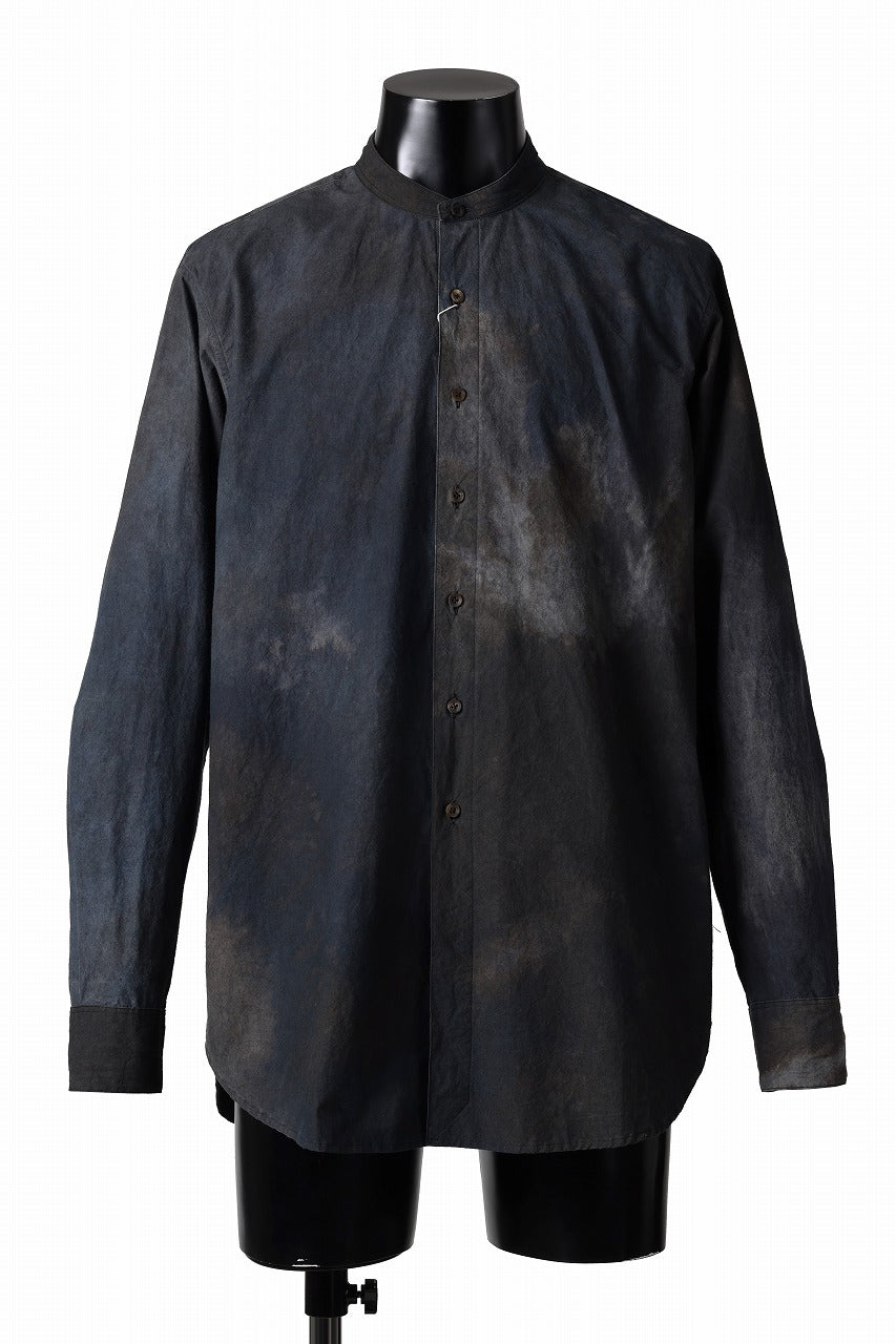 画像をギャラリービューアに読み込む, COLINA GRANPA SHIRT / DARK DYED POPLIN (BLACK MIST)