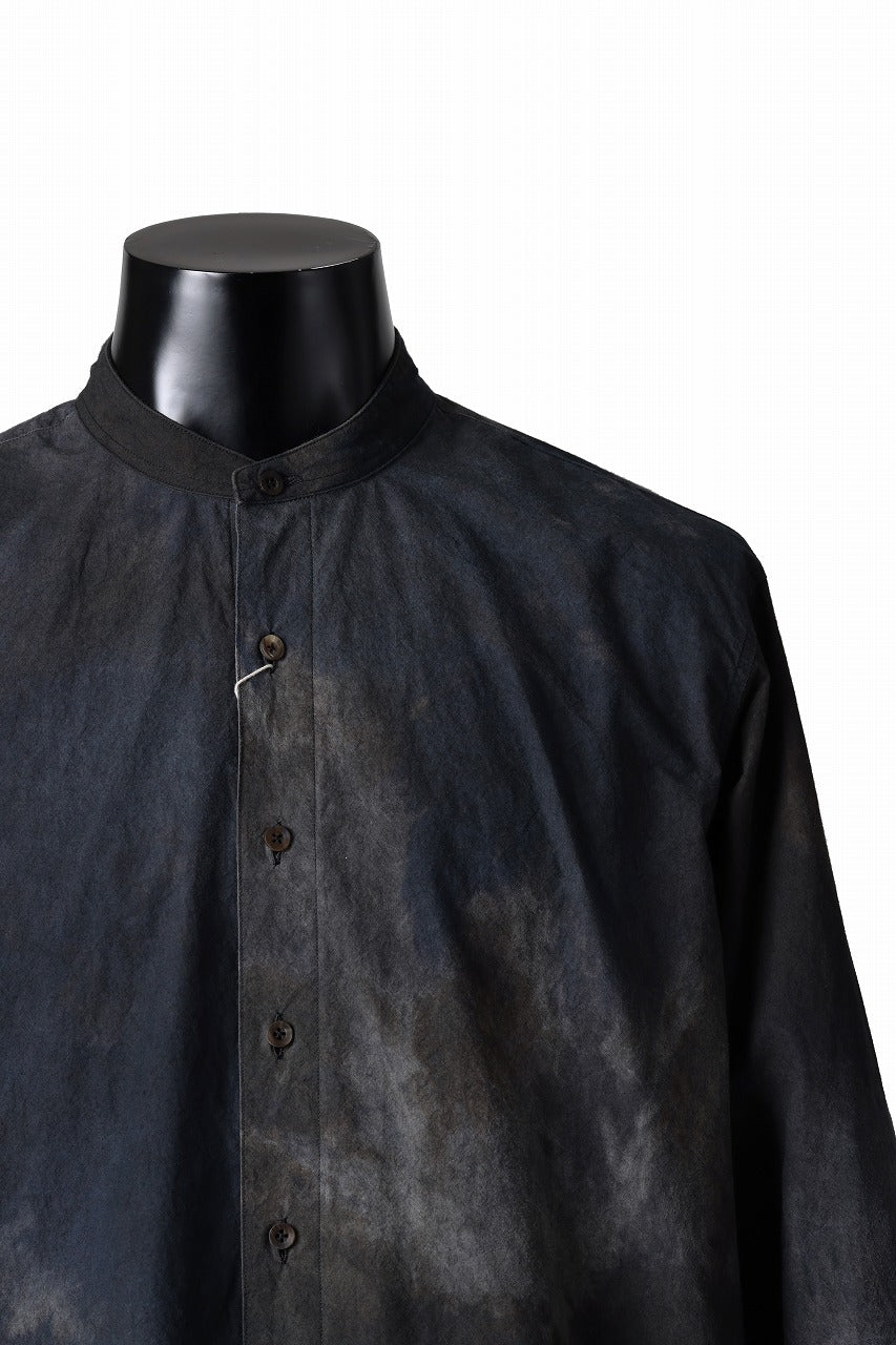 画像をギャラリービューアに読み込む, COLINA GRANPA SHIRT / DARK DYED POPLIN (BLACK MIST)