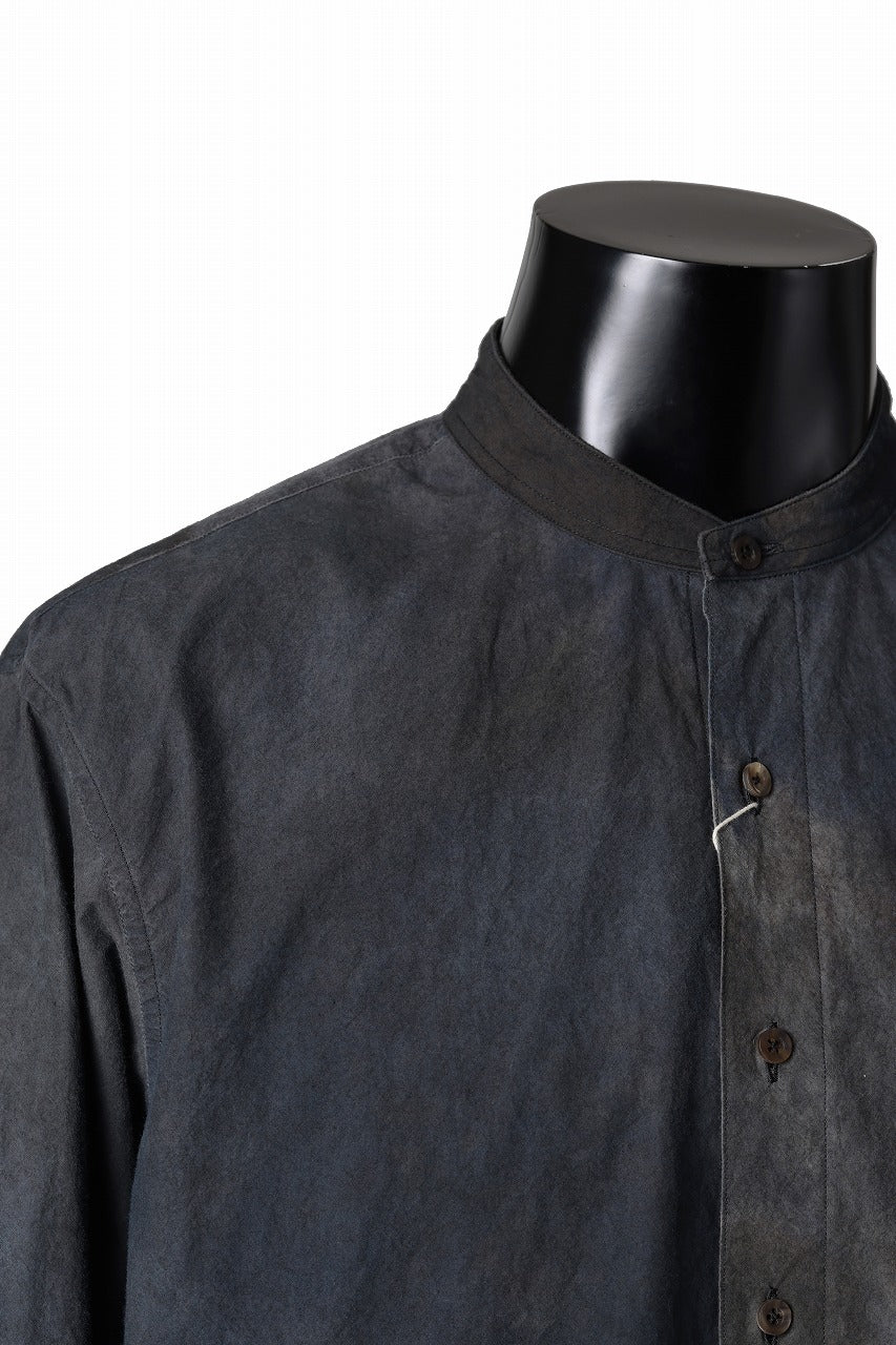 画像をギャラリービューアに読み込む, COLINA GRANPA SHIRT / DARK DYED POPLIN (BLACK MIST)