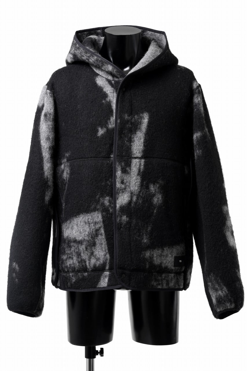 Y-3 Yohji Yamamoto FUZZY FLEECE HOODED JACKET (BLACK + MULTI)