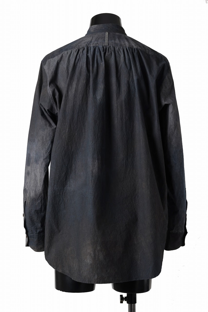 画像をギャラリービューアに読み込む, COLINA GRANPA SHIRT / DARK DYED POPLIN (BLACK MIST)