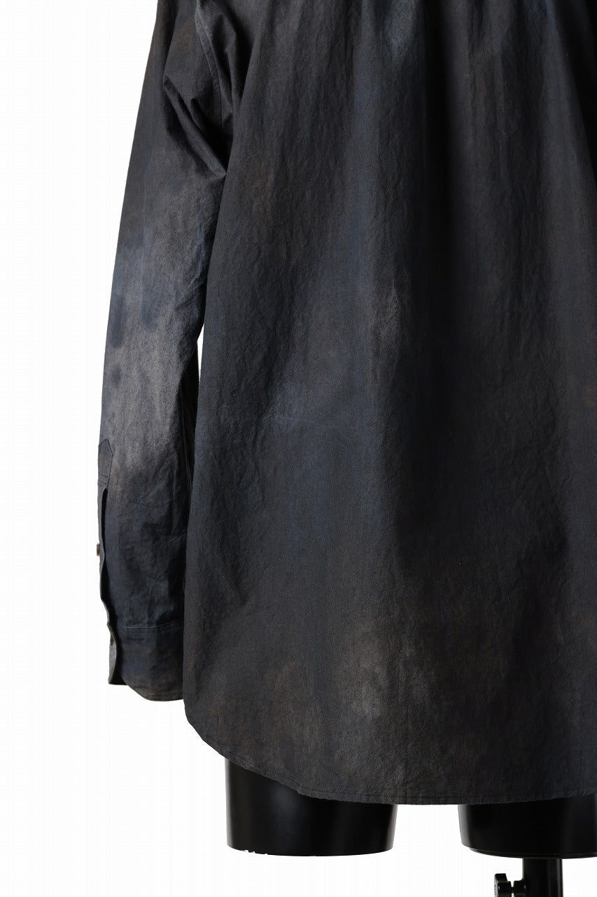 画像をギャラリービューアに読み込む, COLINA GRANPA SHIRT / DARK DYED POPLIN (BLACK MIST)