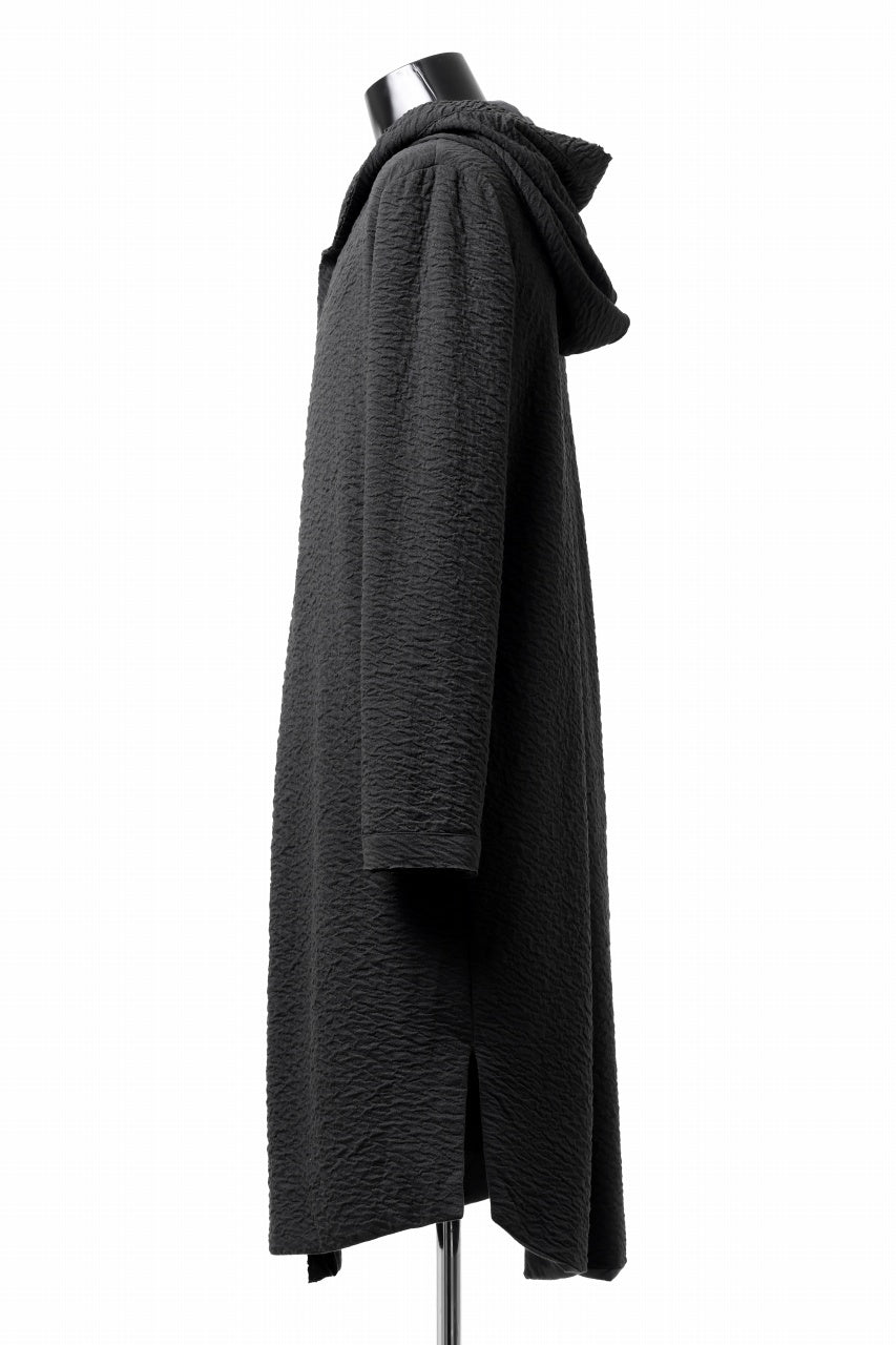 FIRST AID TO THE INJURED UXOR HOODIE LONG CARDIGAN / DOUBLE WAVY JERSEY (BLACK)