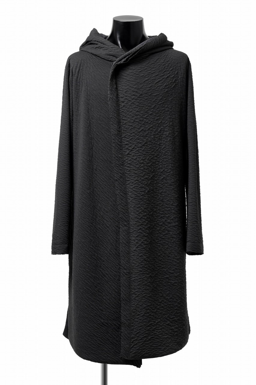 FIRST AID TO THE INJURED "UXOR" HOODIE LONG CARDIGAN / DOUBLE WAVY JERSEY (BLACK)