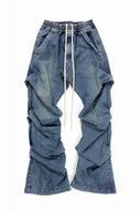 A.F ARTEFACT TUCK SLIM BAGGY PANTS / FADED DENIM (BLUE)