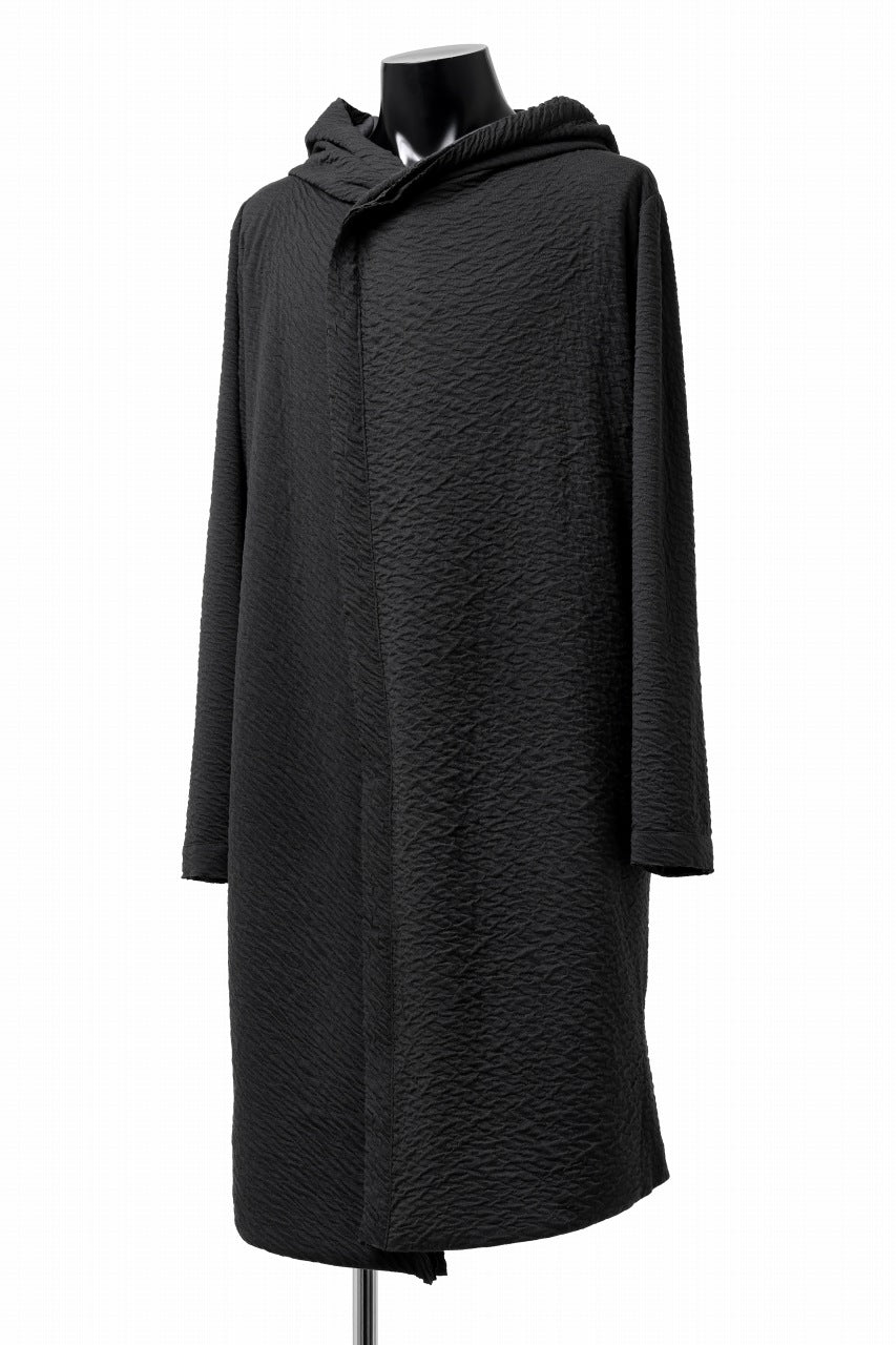 FIRST AID TO THE INJURED "UXOR" HOODIE LONG CARDIGAN / DOUBLE WAVY JERSEY (BLACK)