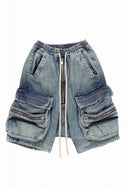 A.F ARTEFACT LOWCROTCH MILITARY WIDE SHORTS / FADED DENIM (BLUE)