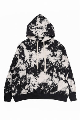 A.F ARTEFACT CARGO HOODED TOPS / MOTTLED DYING (BLACK x IVORY)