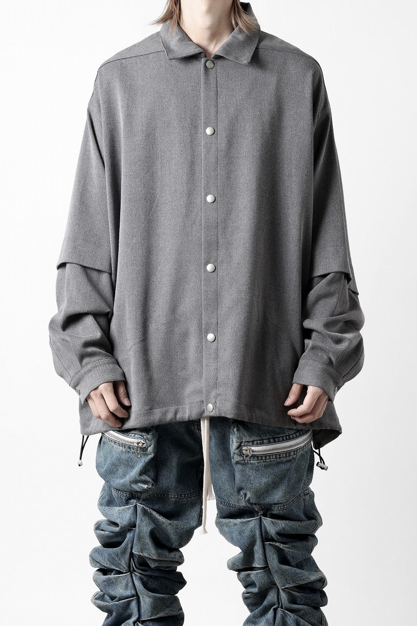 A.F ARTEFACT LAYERED SLEEVE OVER SIZE SHIRTS / SERGE TWILL (L.GREY)