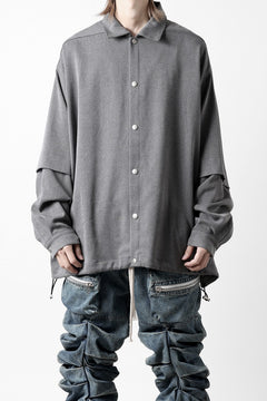 画像をギャラリービューアに読み込む, A.F ARTEFACT LAYERED SLEEVE OVER SIZE SHIRTS / SERGE TWILL (L.GREY)