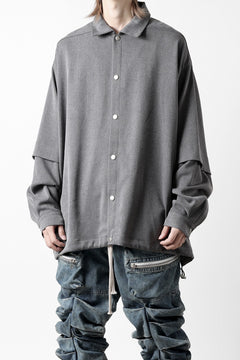 画像をギャラリービューアに読み込む, A.F ARTEFACT LAYERED SLEEVE OVER SIZE SHIRTS / SERGE TWILL (L.GREY)