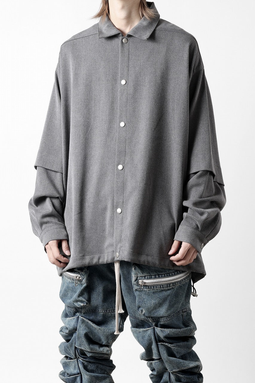 画像をギャラリービューアに読み込む, A.F ARTEFACT LAYERED SLEEVE OVER SIZE SHIRTS / SERGE TWILL (L.GREY)