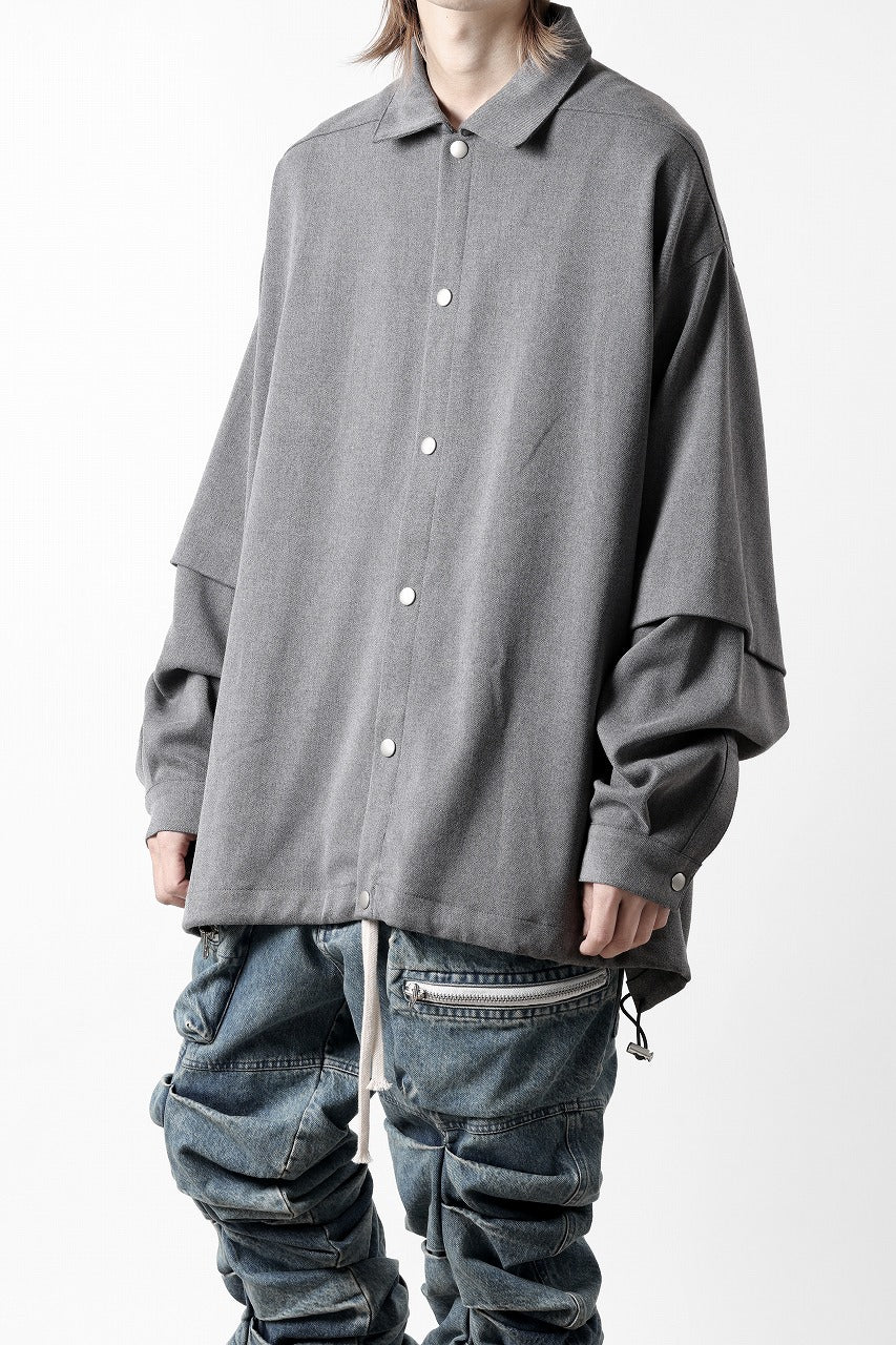 A.F ARTEFACT LAYERED SLEEVE OVER SIZE SHIRTS / SERGE TWILL (L.GREY)