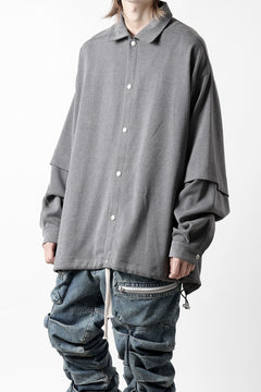 画像をギャラリービューアに読み込む, A.F ARTEFACT LAYERED SLEEVE OVER SIZE SHIRTS / SERGE TWILL (L.GREY)