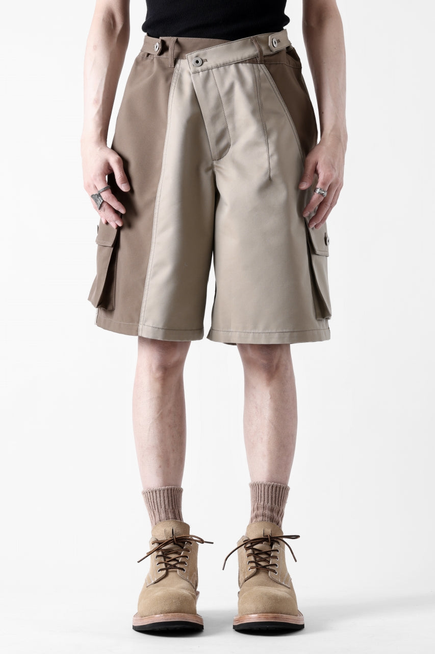 Feng Chen Wang PATCHWORK SHORTS (KHAKI/BROWN)