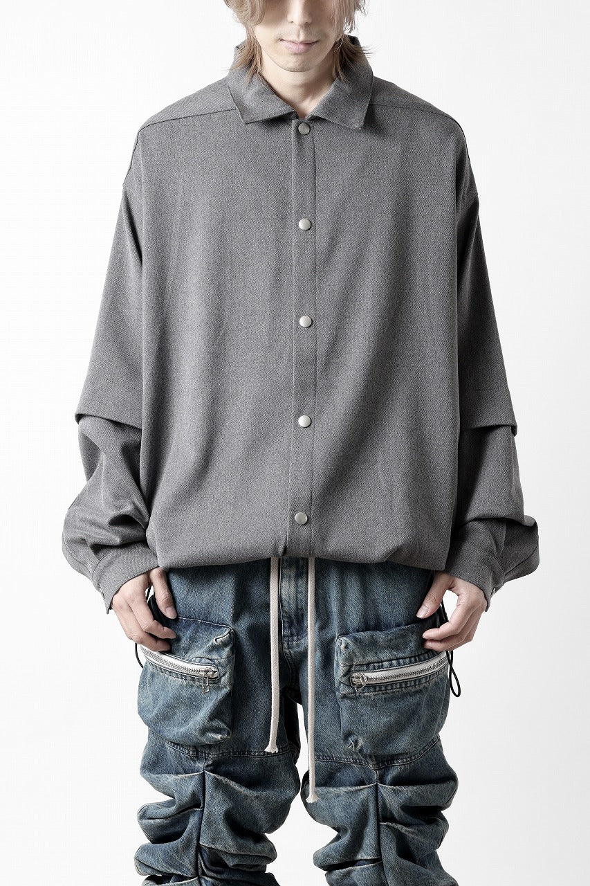 画像をギャラリービューアに読み込む, A.F ARTEFACT LAYERED SLEEVE OVER SIZE SHIRTS / SERGE TWILL (L.GREY)