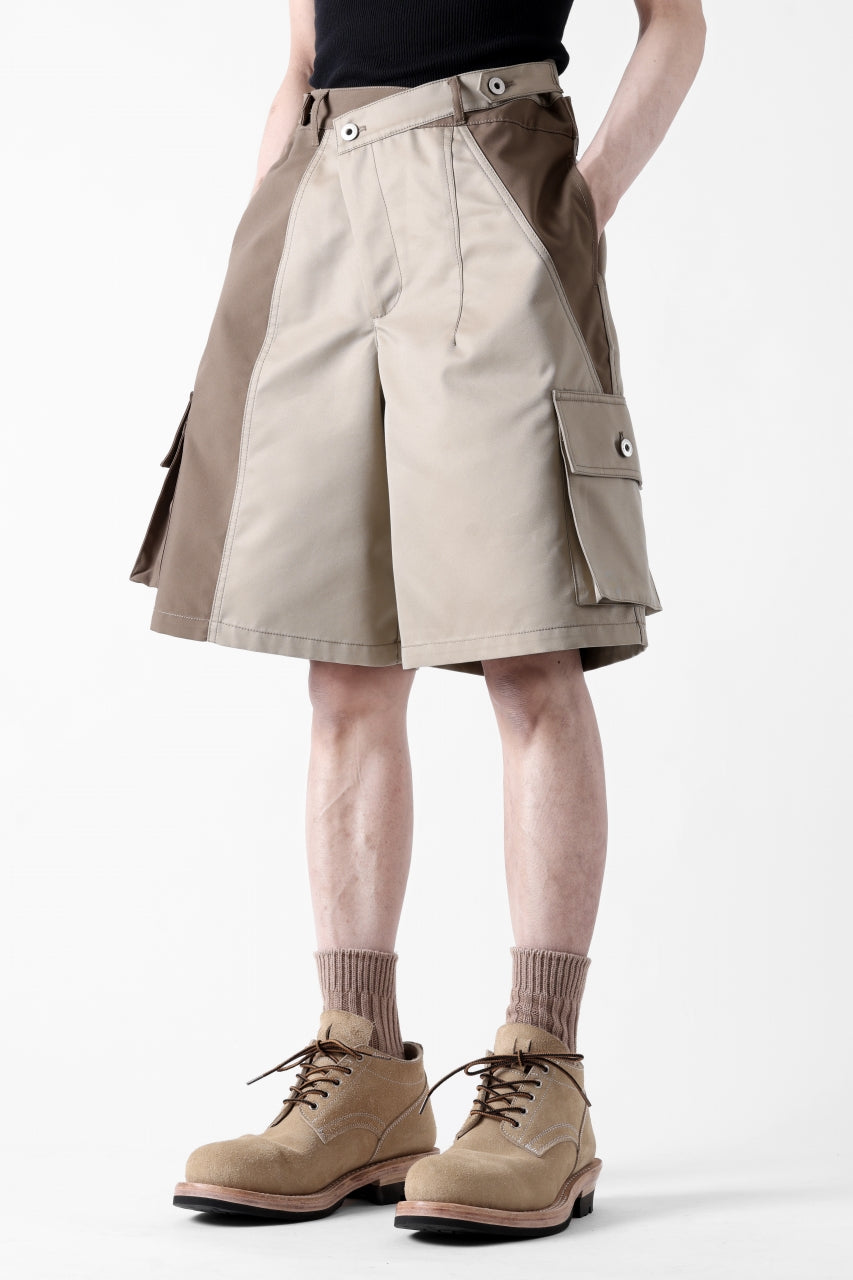 Feng Chen Wang PATCHWORK SHORTS (KHAKI/BROWN)