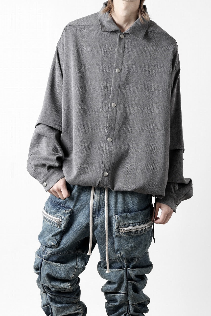 画像をギャラリービューアに読み込む, A.F ARTEFACT LAYERED SLEEVE OVER SIZE SHIRTS / SERGE TWILL (L.GREY)