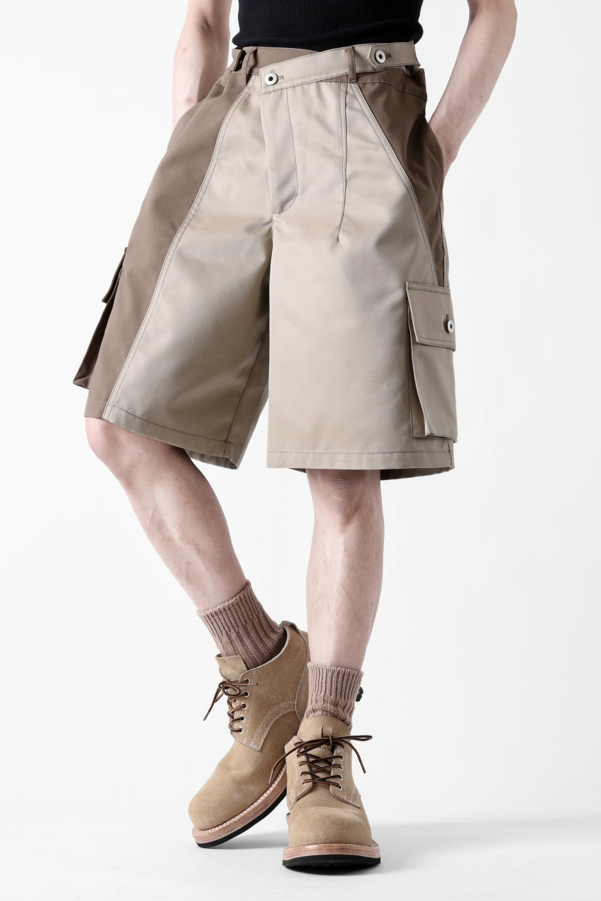 Feng Chen Wang PATCHWORK SHORTS (KHAKI/BROWN)