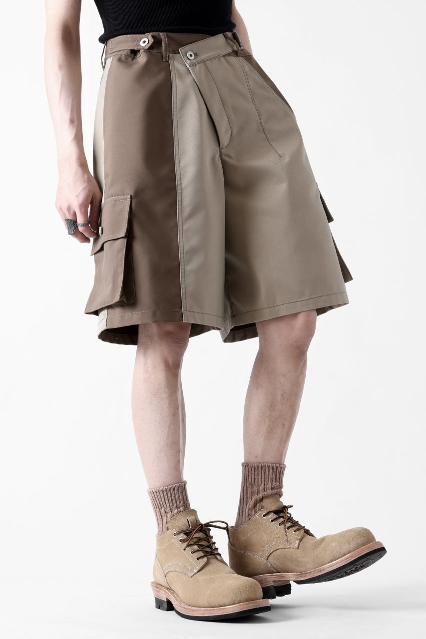 Feng Chen Wang PATCHWORK SHORTS (KHAKI/BROWN)