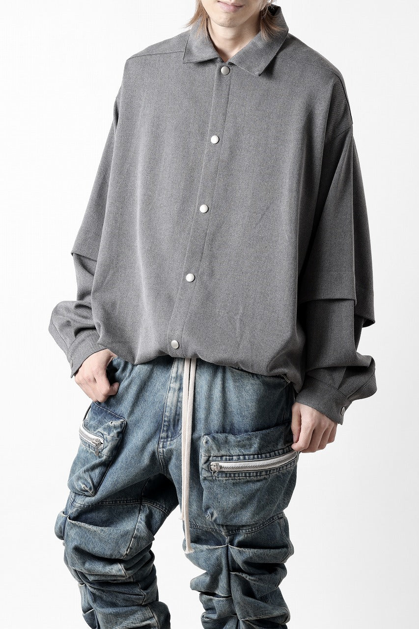 A.F ARTEFACT LAYERED SLEEVE OVER SIZE SHIRTS / SERGE TWILL (L.GREY)