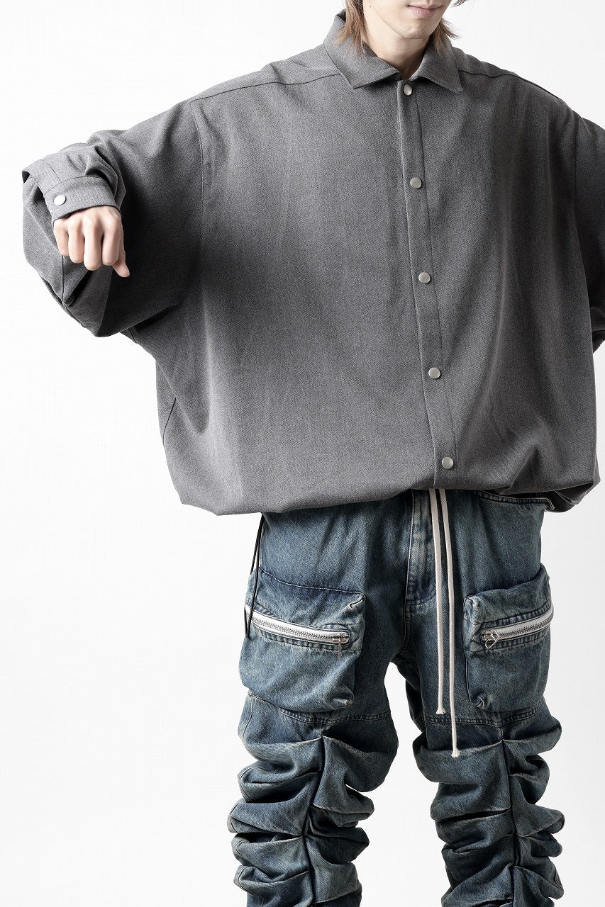 A.F ARTEFACT LAYERED SLEEVE OVER SIZE SHIRTS / SERGE TWILL (L.GREY)