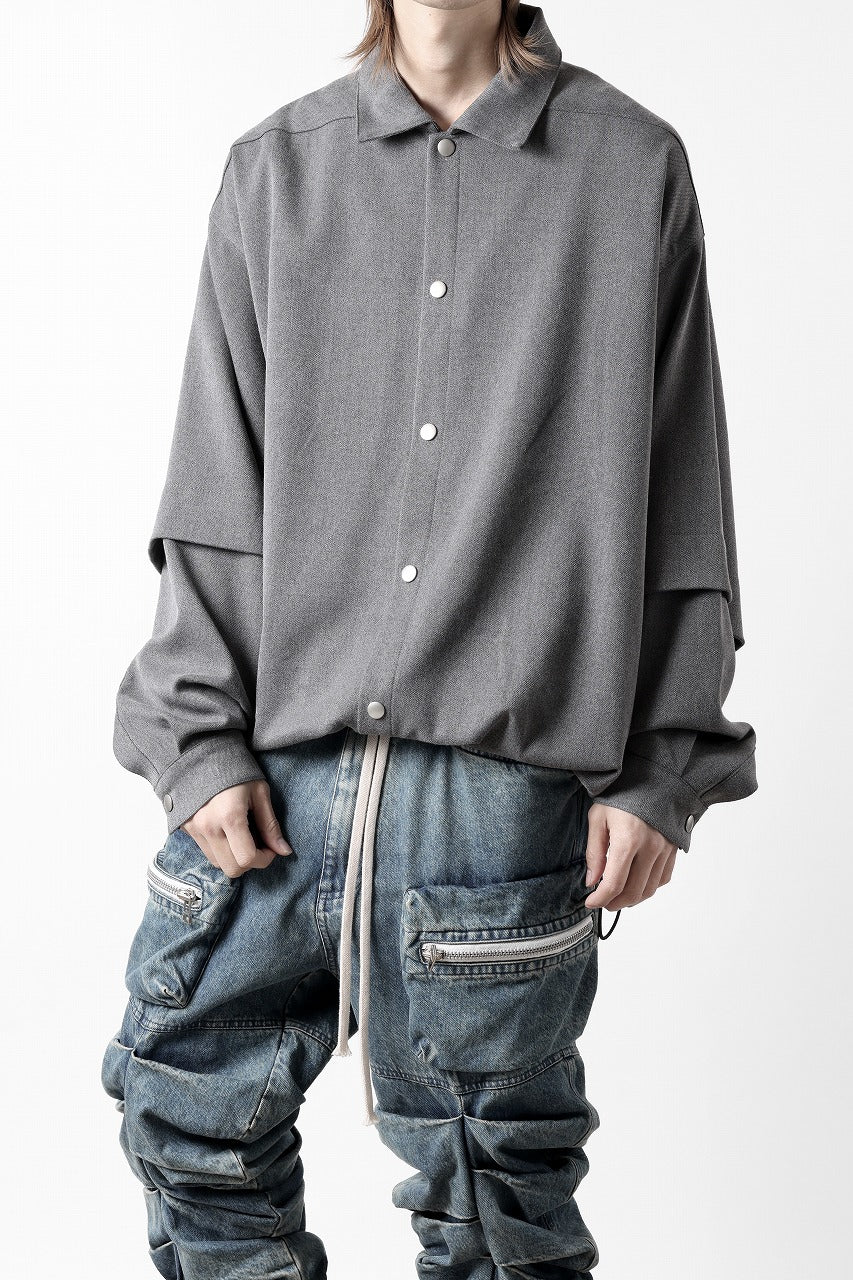 A.F ARTEFACT LAYERED SLEEVE OVER SIZE SHIRTS / SERGE TWILL (L.GREY)