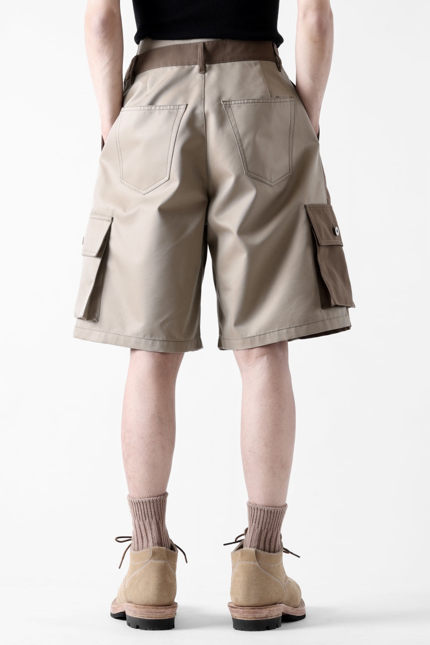 Feng Chen Wang PATCHWORK SHORTS (KHAKI/BROWN)