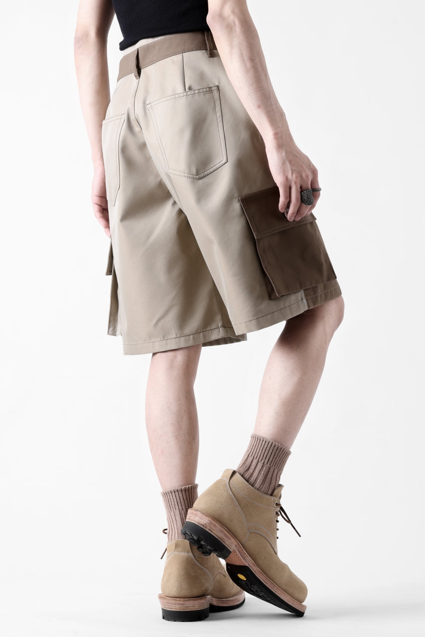 Feng Chen Wang PATCHWORK SHORTS (KHAKI/BROWN)