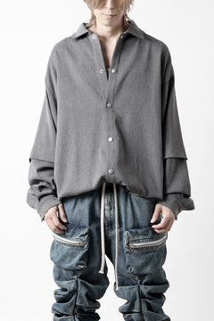 画像をギャラリービューアに読み込む, A.F ARTEFACT LAYERED SLEEVE OVER SIZE SHIRTS / SERGE TWILL (L.GREY)