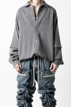 画像をギャラリービューアに読み込む, A.F ARTEFACT LAYERED SLEEVE OVER SIZE SHIRTS / SERGE TWILL (L.GREY)