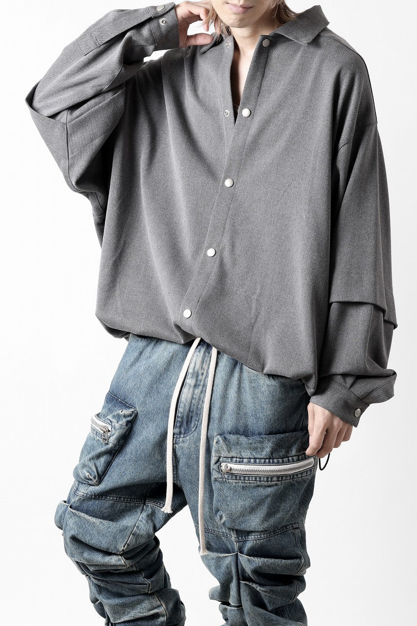 A.F ARTEFACT LAYERED SLEEVE OVER SIZE SHIRTS / SERGE TWILL (L.GREY)