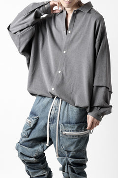 画像をギャラリービューアに読み込む, A.F ARTEFACT LAYERED SLEEVE OVER SIZE SHIRTS / SERGE TWILL (L.GREY)