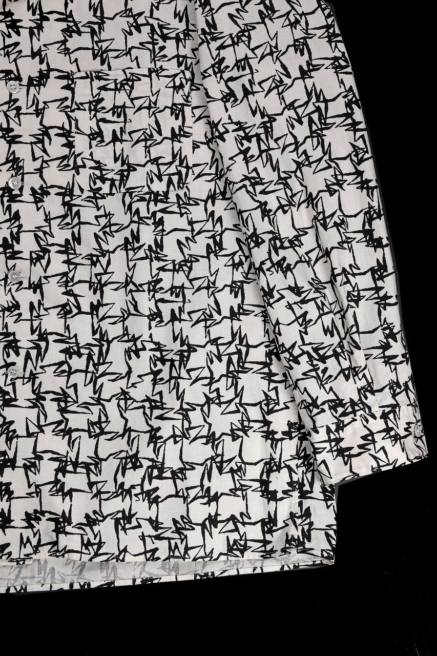 画像をギャラリービューアに読み込む, Y&#39;s for men x MASSES OPEN COLLAR SHIRT / MA ALL OVER PIGMENT PRINT (WHITE)
