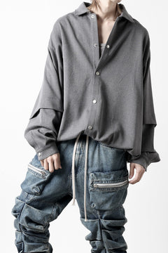 画像をギャラリービューアに読み込む, A.F ARTEFACT LAYERED SLEEVE OVER SIZE SHIRTS / SERGE TWILL (L.GREY)