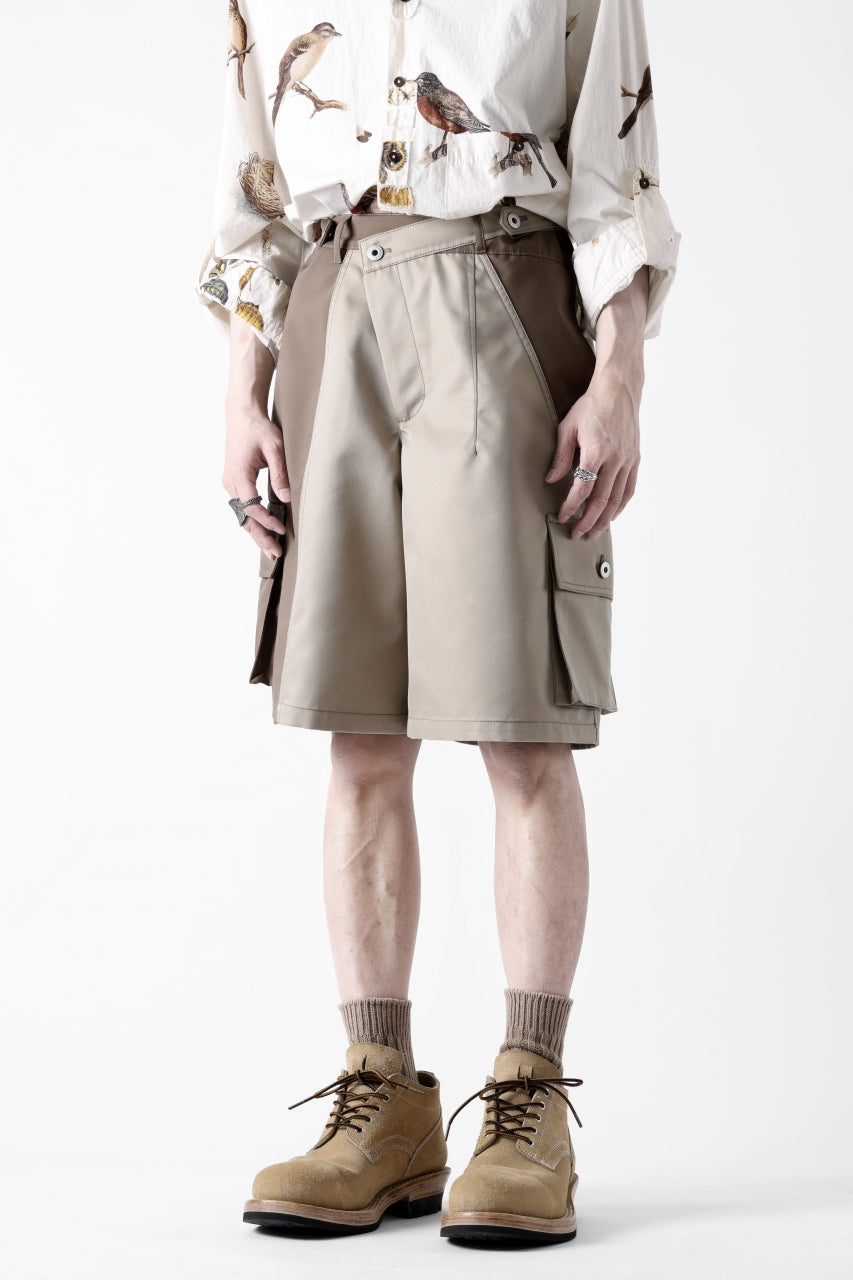 Feng Chen Wang PATCHWORK SHORTS (KHAKI/BROWN)