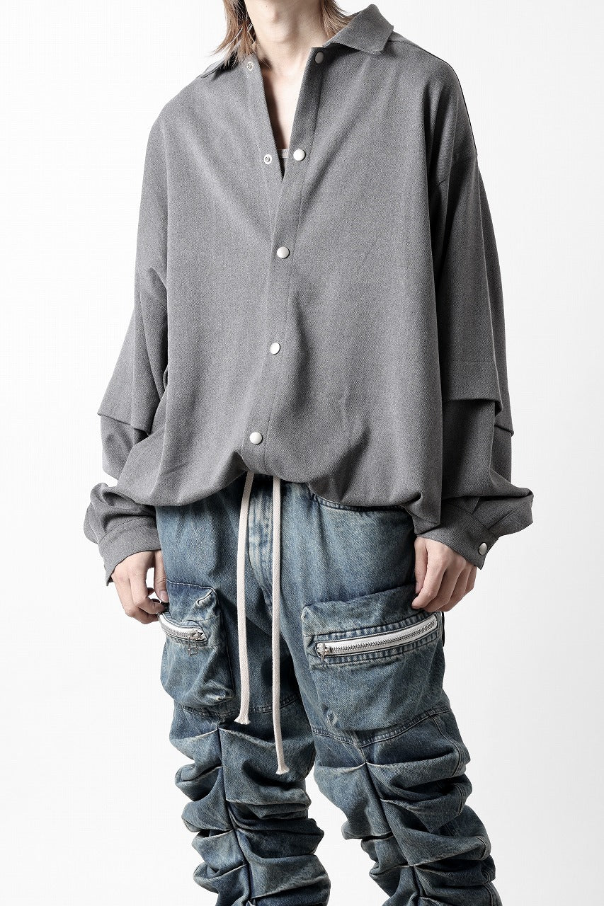 A.F ARTEFACT LAYERED SLEEVE OVER SIZE SHIRTS / SERGE TWILL (L.GREY)