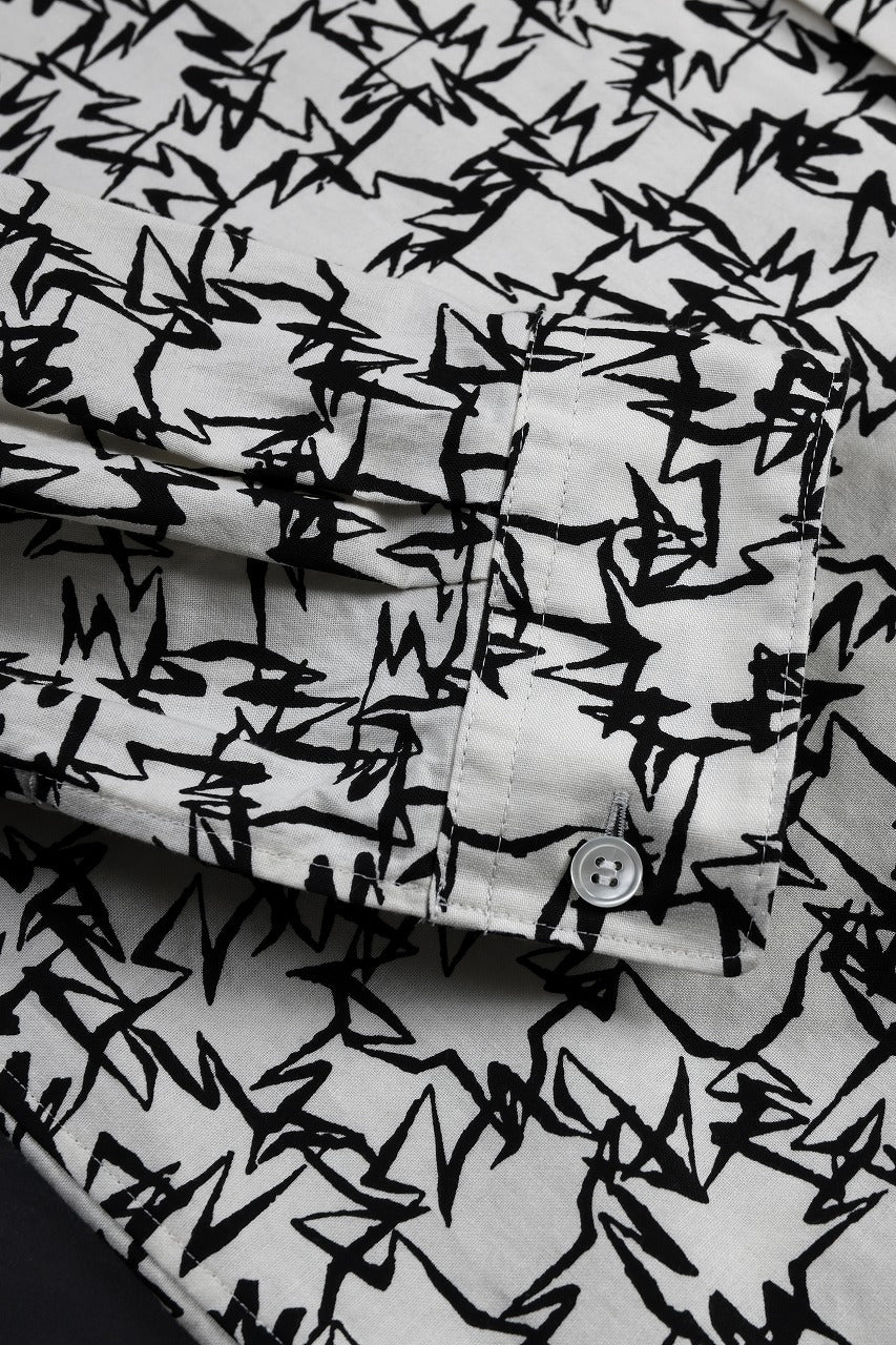 画像をギャラリービューアに読み込む, Y&#39;s for men x MASSES OPEN COLLAR SHIRT / MA ALL OVER PIGMENT PRINT (WHITE)