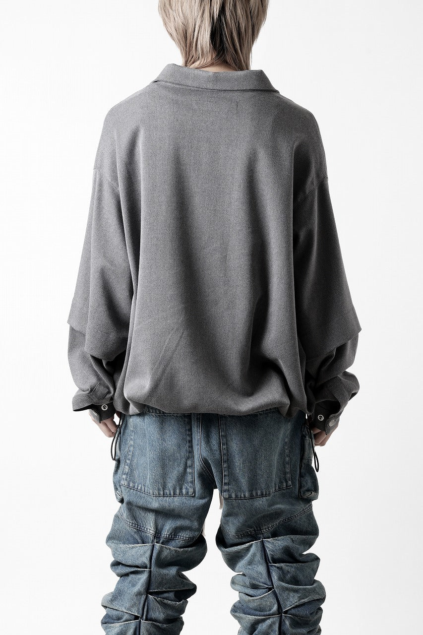 A.F ARTEFACT LAYERED SLEEVE OVER SIZE SHIRTS / SERGE TWILL (L.GREY)