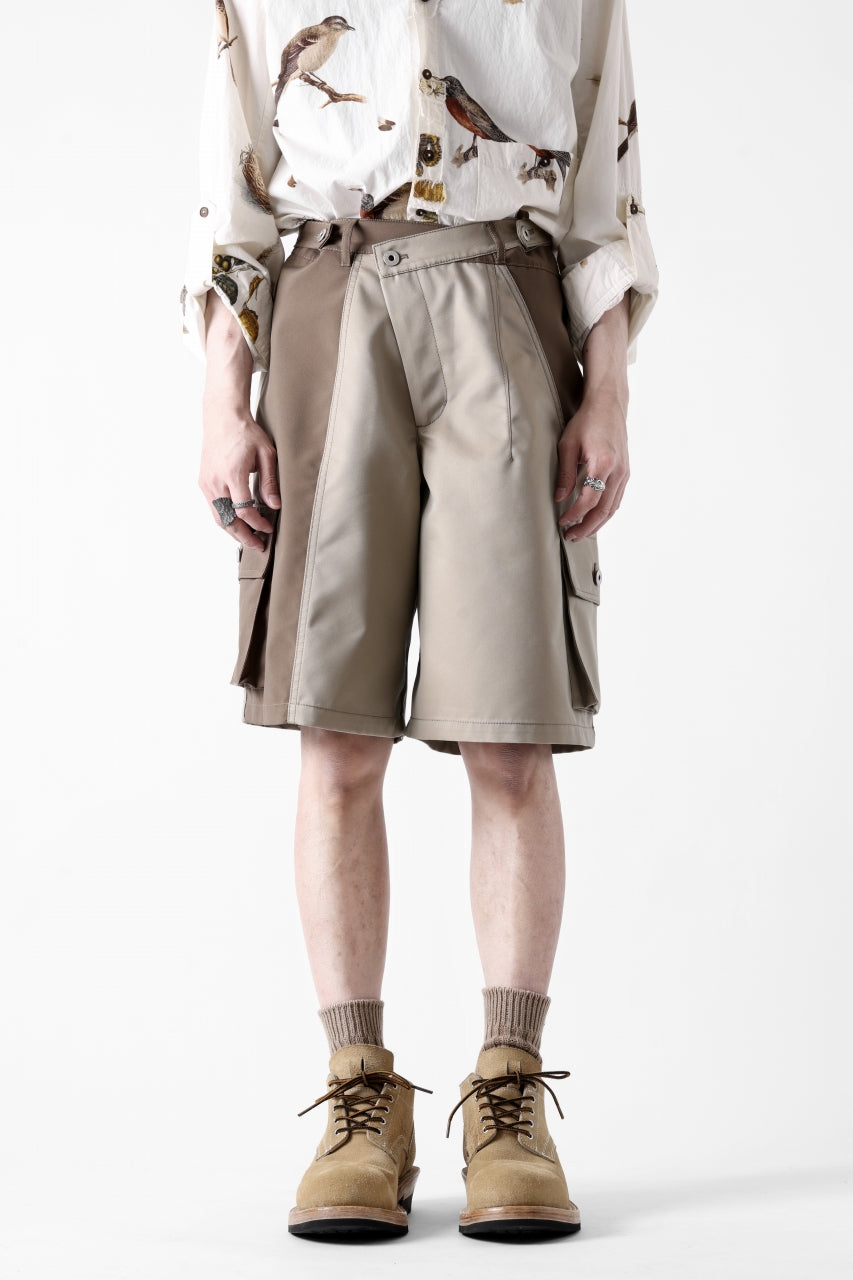 Feng Chen Wang PATCHWORK SHORTS (KHAKI/BROWN)