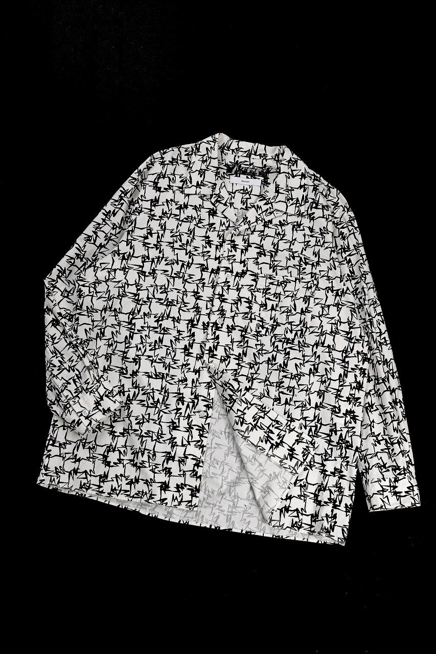 画像をギャラリービューアに読み込む, Y&#39;s for men x MASSES OPEN COLLAR SHIRT / MA ALL OVER PIGMENT PRINT (WHITE)