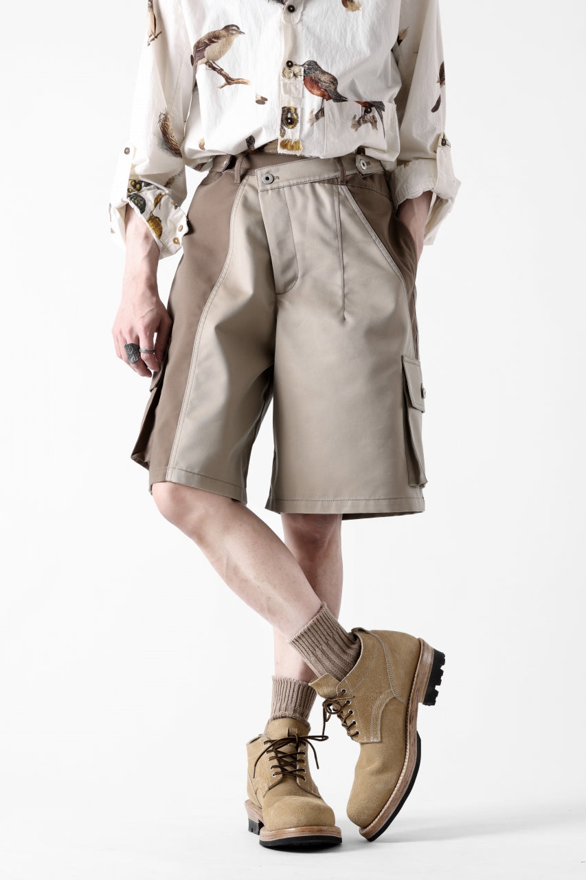 Feng Chen Wang PATCHWORK SHORTS (KHAKI/BROWN)