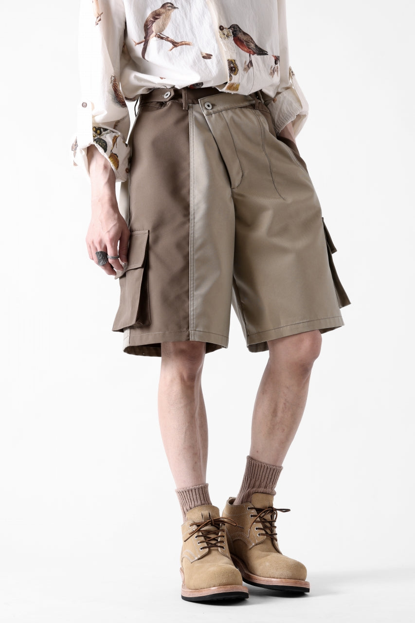 Feng Chen Wang PATCHWORK SHORTS (KHAKI/BROWN)